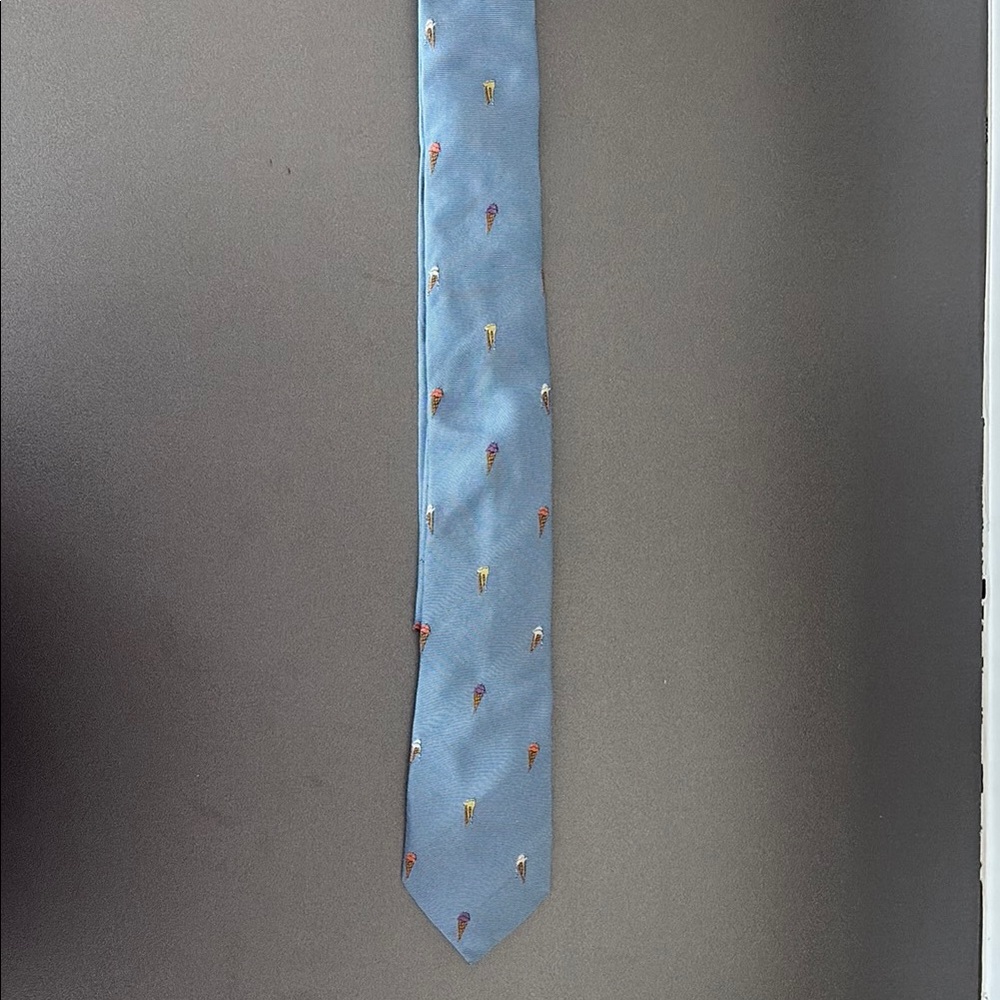 Paul Smith Blue Silk Tie with Multicolor Ice cream Cones Pattern